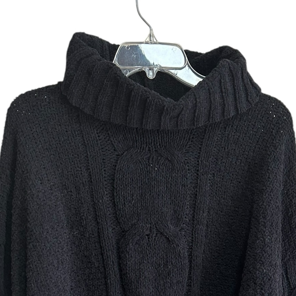 Seven7 Chenille Sweater Black Size XL Cowl Neck Oversized Knit Super Soft NWT - Picture 3 of 5